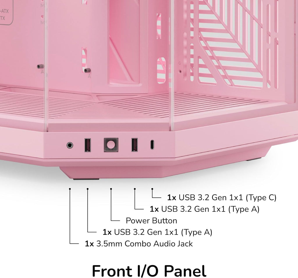Hyte Y70 Mid-Tower ATX Gaming PC Desktop Case - Panoramic Tempered Glass - Dual Chamber - High Airflow Chassis - PCIE 4.0 Riser Cable Included - New Modern Aesthetic - Strawberry Milk (Pink)