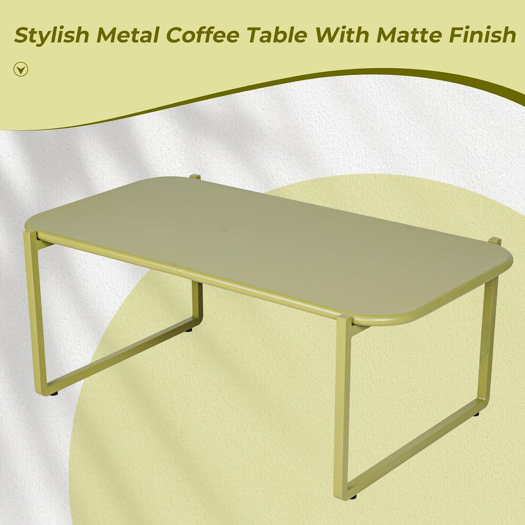 Grand patio 4-Piece Outdoor Furniture Set, Modern Patio Furniture with Soft Cushions, Small Metal Sofa Couch with Coffee Table, Conversation Set for Porch Deck Balcony Backyard Living Room, Green