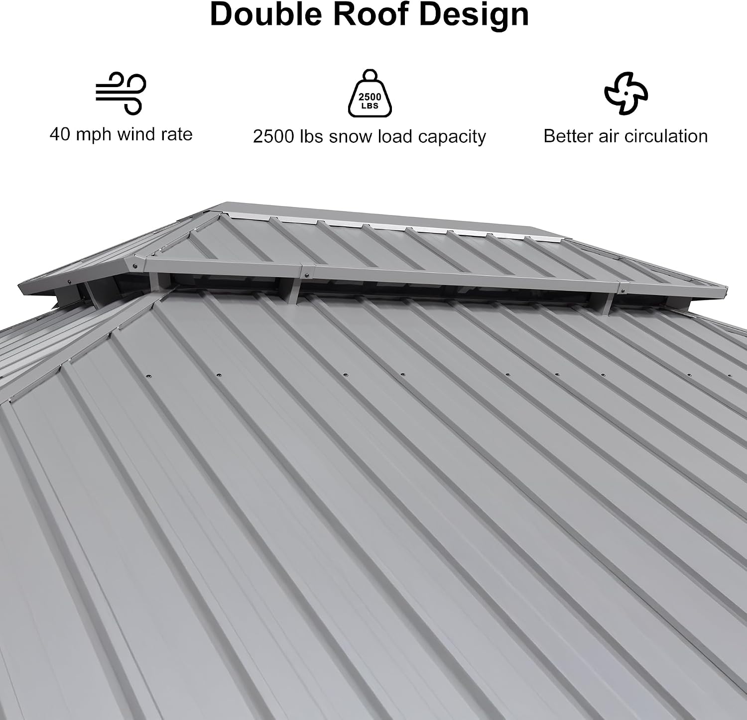 PURPLE LEAF 11' x 15' Hardtop Aluminum Gazebo with Double Metal Roof Heavy Duty Permanent Gazebo for Pool Patio Deck Lawn Garden All Weather Outdoor Pavilion Gazebos, Light Grey