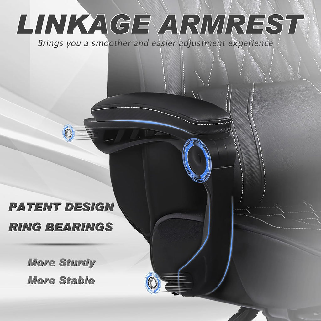 Vonesse Gaming Chair, Computer Office Chair with Footrest, Reclining Gaming Chairs for Adults, Big and Tall Ergonomic Gaming Chair with Lumbar Support and Massage (Black)