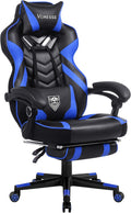 Vonesse Gaming Chair, Big and Tall Gaming Chair with Footrest and Massage, Gaming Chairs for Adults with Lumbar Support, Ergonomic High Back Computer Chair with Pocket Spring Cushion (Black/Blue)