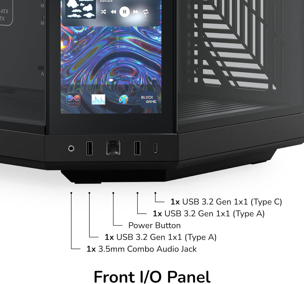 Hyte Y70 Touch Infinite Dual Chamber ATX Mid Tower Modern Aesthetic Case with Integrated 2.5K LCD Touchscreen - Pitch Black