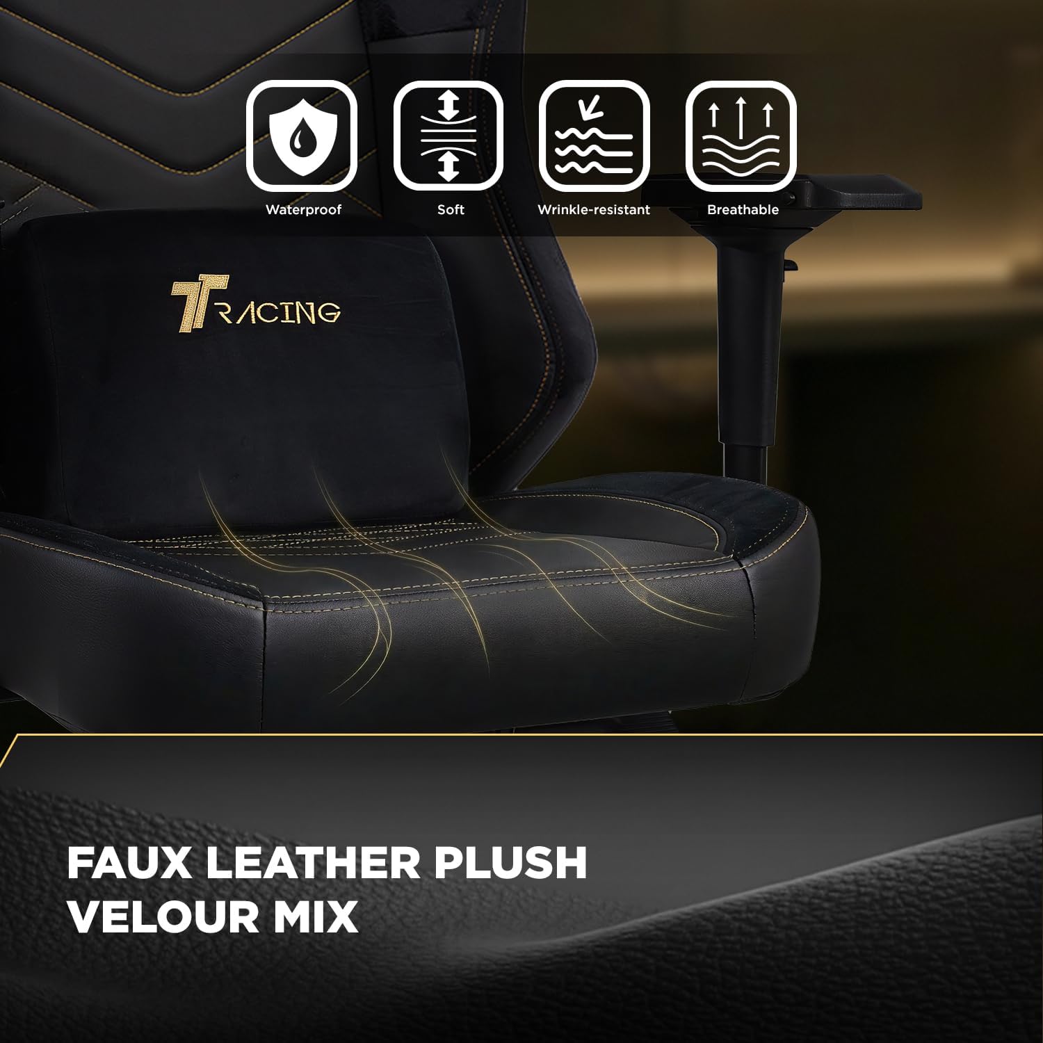 TTRACING Maxx Ergonomic Gaming Chair - Big and Tall PC Computer Desk Chair for Adults, 440 lbs Heavy Duty Aluminum Base, 4D Armrests, 155 Degree Recline, PU Faux Leather and Velour, Royal Black