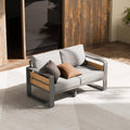 ZANDOR Outside Aluminum Lawn Furniture - 1 Pcs Loveseat, All-Weather Metal Modern Outdoor Loveseat Sofa with Washable Thick Cushion for Garden/Backyard/Porch, Grey