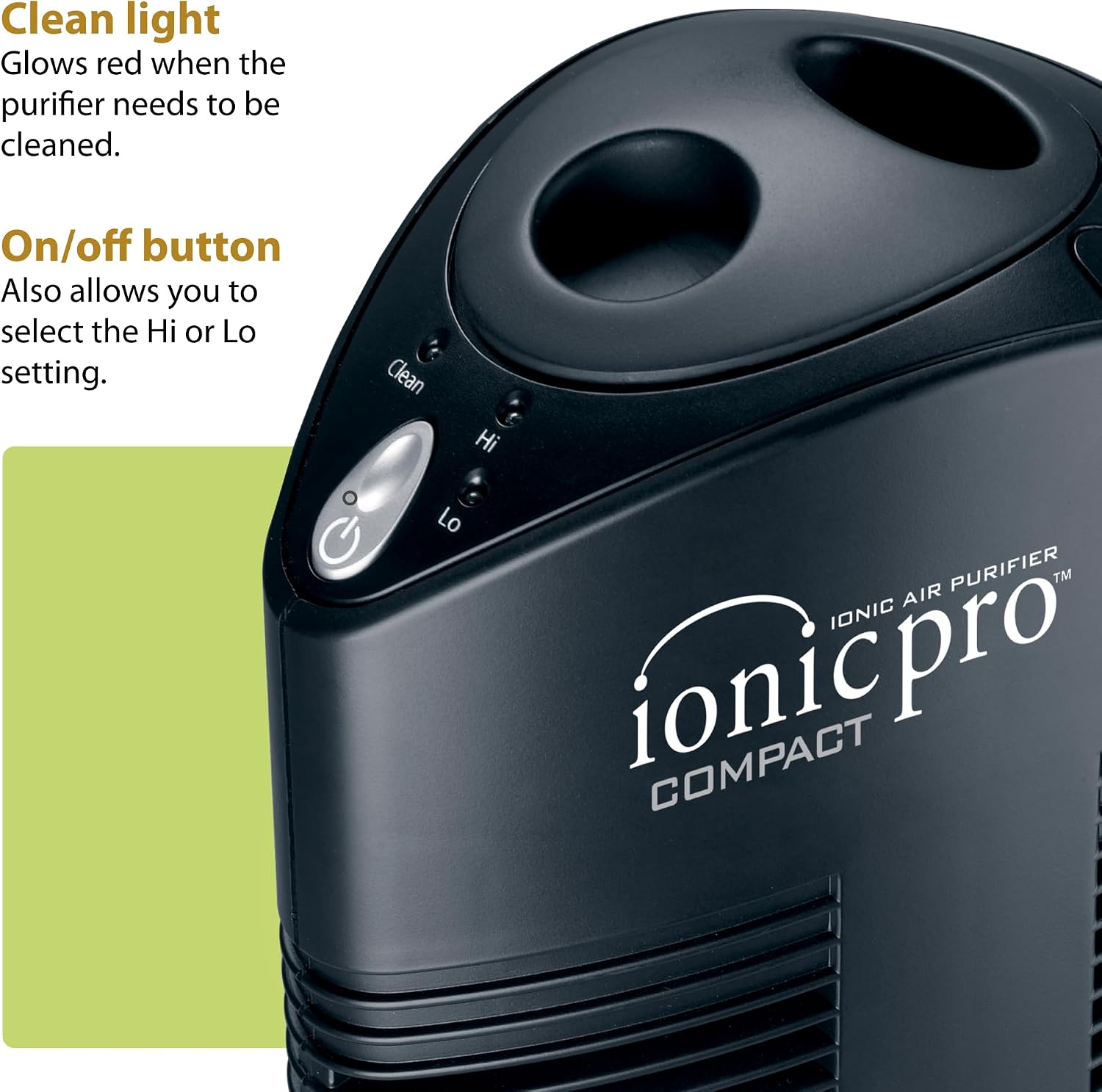 Ionic Pro Compact (CA200) Air Purifier Tower, Never Replace Filters, Quiet Negative Ion Technology, Cleans Rooms Up to 300 sq. ft