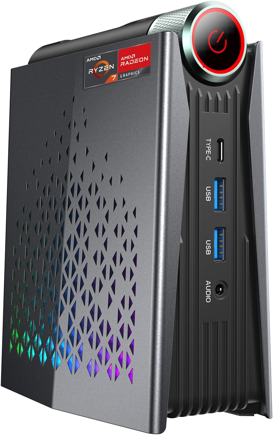 ACEMAGICIAN S3A Mini PC, Ryzen 7 5700U(up to 4.3Ghz), 16GB DDR4 512GB SSD Mini Desktop Computer, Mini Computers [WiFi6/BT5.2] [4K UHD/RGB Lights/3 Adjustable Mode] Light Gaming PC
