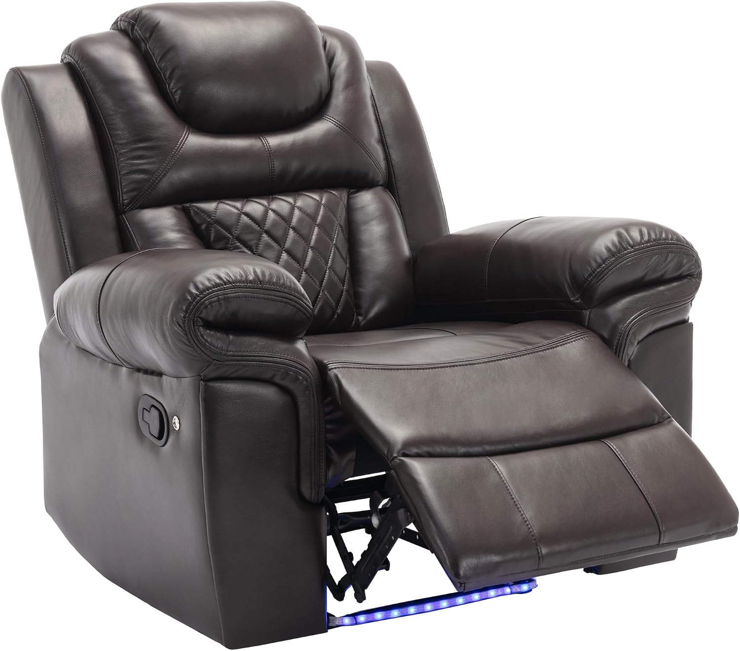 Merax Home Theater Seating Manual Recliner Chair with LED Light Strip for Living Room,Bedroom, Brown