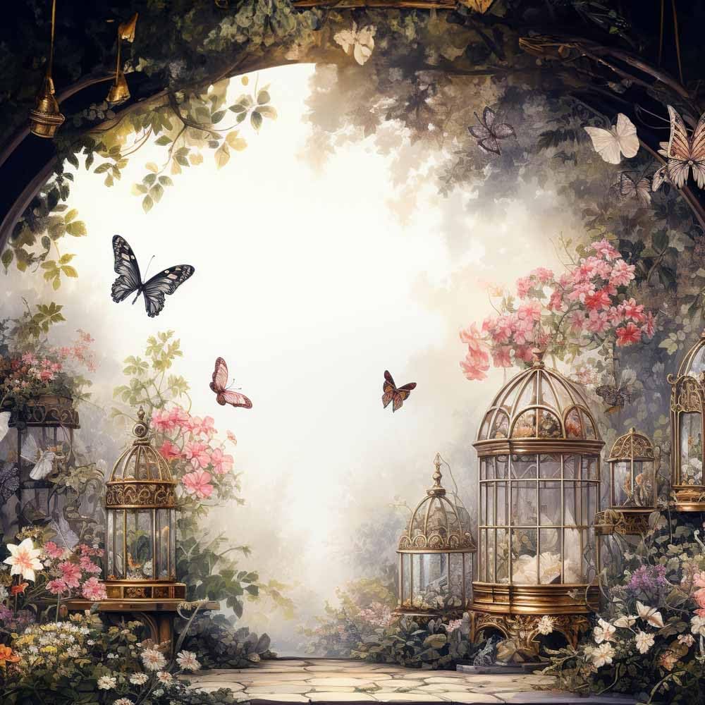 Kate 10×10ft Spring Garden Butterfly Photo Backdrop Flower Decoration Interior Photography Background for Photo Studio Photographer Props