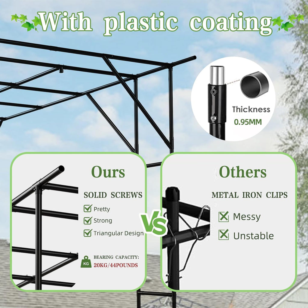 BUKLIYN Grape Trellis - Size: 118 * 78.5 * 90.5 inches - Large Outdoor Garden Arch Trellis, Used for Outdoor Climbing of Plants, Courtyard and Garden Decoration of Pavilions (Black)