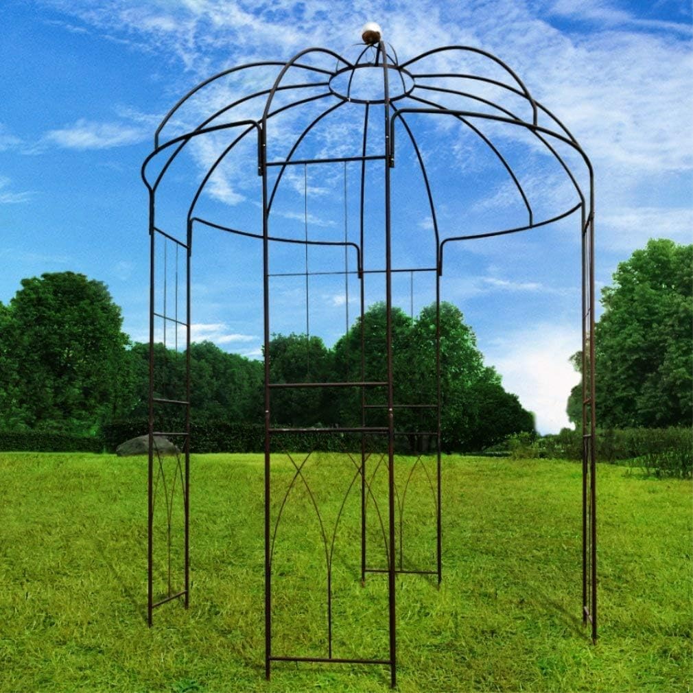 OUTOUR French Style Birdcage Shape Heavy Duty Gazebo,9'Highx 6'6' Wide,Pergola Pavilion Arch Arbor Arbour Plants Stand Rack for Wedding Outdoor Garden Lawn Backyard Patio,Climbing Vines,Roses