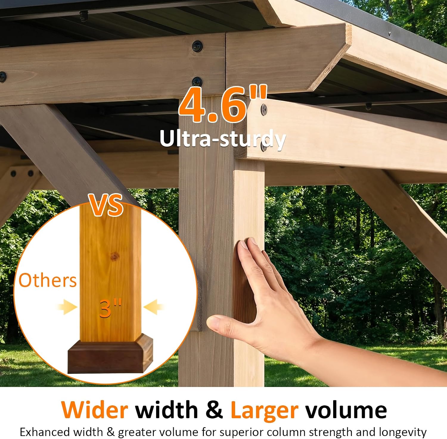 CHARMELEON 10x12 FT Cedar Wood Gazebo,Wooden Gazebo with 4.6in Thickened Posts&Sloped Galvanized Steel Roof,Permanent Hardtop Patio Pavilion for Outdoor, Patio, Backyard-Gray