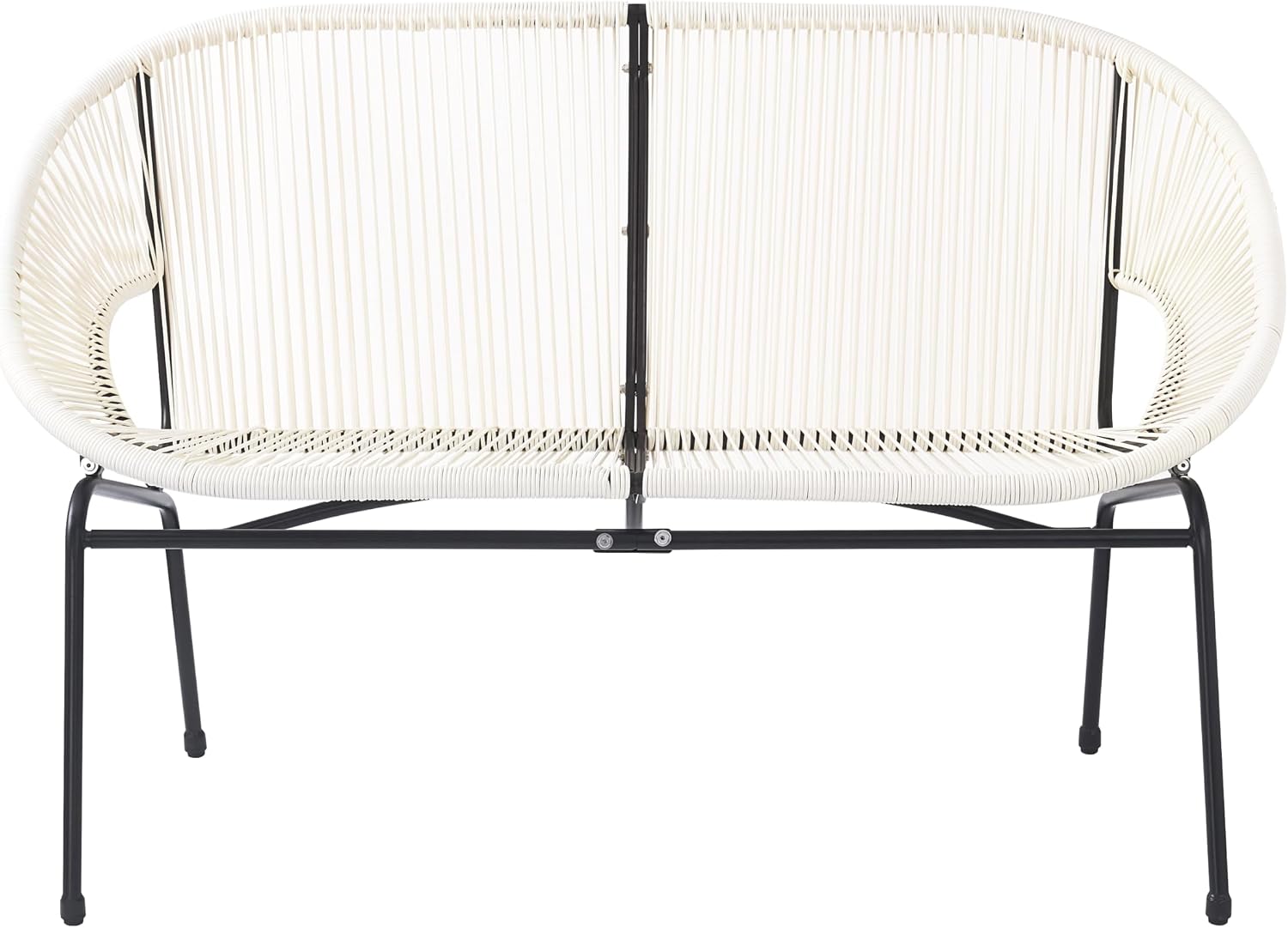 Christopher Knight Home Dessa 3 Piece Patio Furniture Set, Patio Wicker Accent Chair Set of 2 and Loveseat, Metal Frame 4 Seater Outdoor Papasan Lounge Chair Set, PE Rattan Outdoor Bistro Set, White