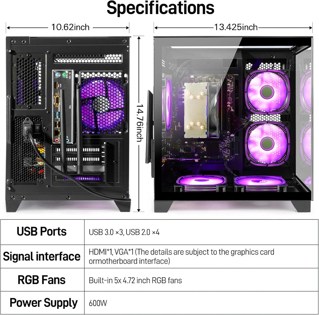 LXZ Desktop PC Computer Ryzen 5-5600GT 8 core 3.6GHz, 16G DDR4 RAM, 1TB NVME SSD, Tower Computer with Wi-Fi & 400W Power Supply for Working, Home and Office