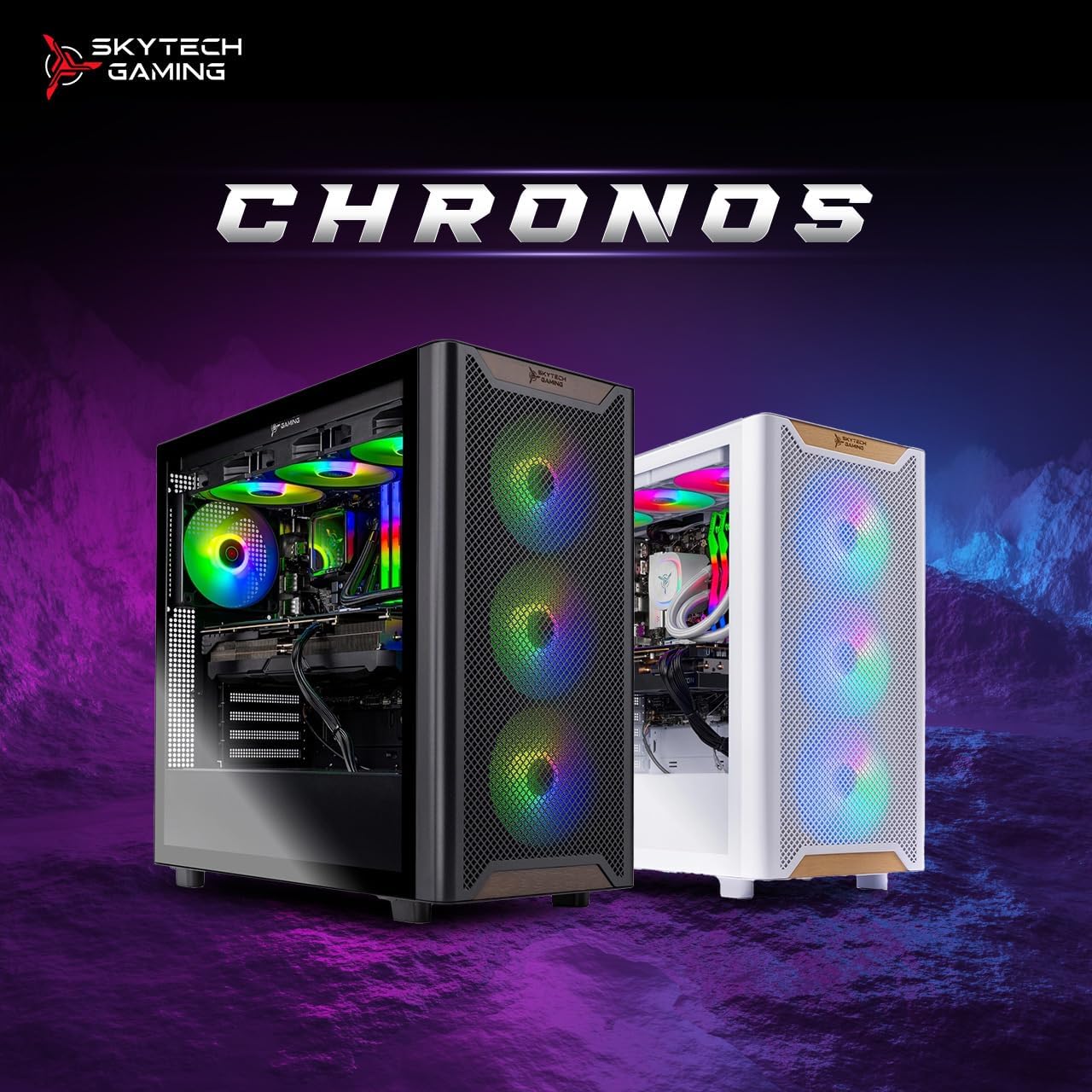 Skytech Gaming Chronos 3 Gaming PC, AMD Ryzen 7 5700 3.7GHz, NVIDIA RTX 5060, 1TB NVMe SSD, 16GB DDR4 RAM 3200, 650W Gold PSU, Wi-Fi, Win 11, Desktop