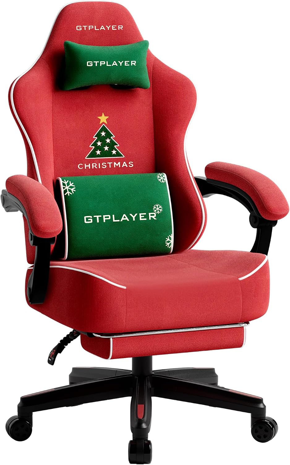 GTPLAYER Big and Tall Gaming Chair with Footrest, Extra Wide Seat Video Game Chairs for Adults - Padded High Back Ergonomic Reclining Silla Gamer, Linkage Armrest, Ace Pro, Christmas 【Velvet】