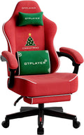 GTPLAYER Big and Tall Gaming Chair with Footrest, Extra Wide Seat Video Game Chairs for Adults - Padded High Back Ergonomic Reclining Silla Gamer, Linkage Armrest, Ace Pro, Christmas 【Velvet】