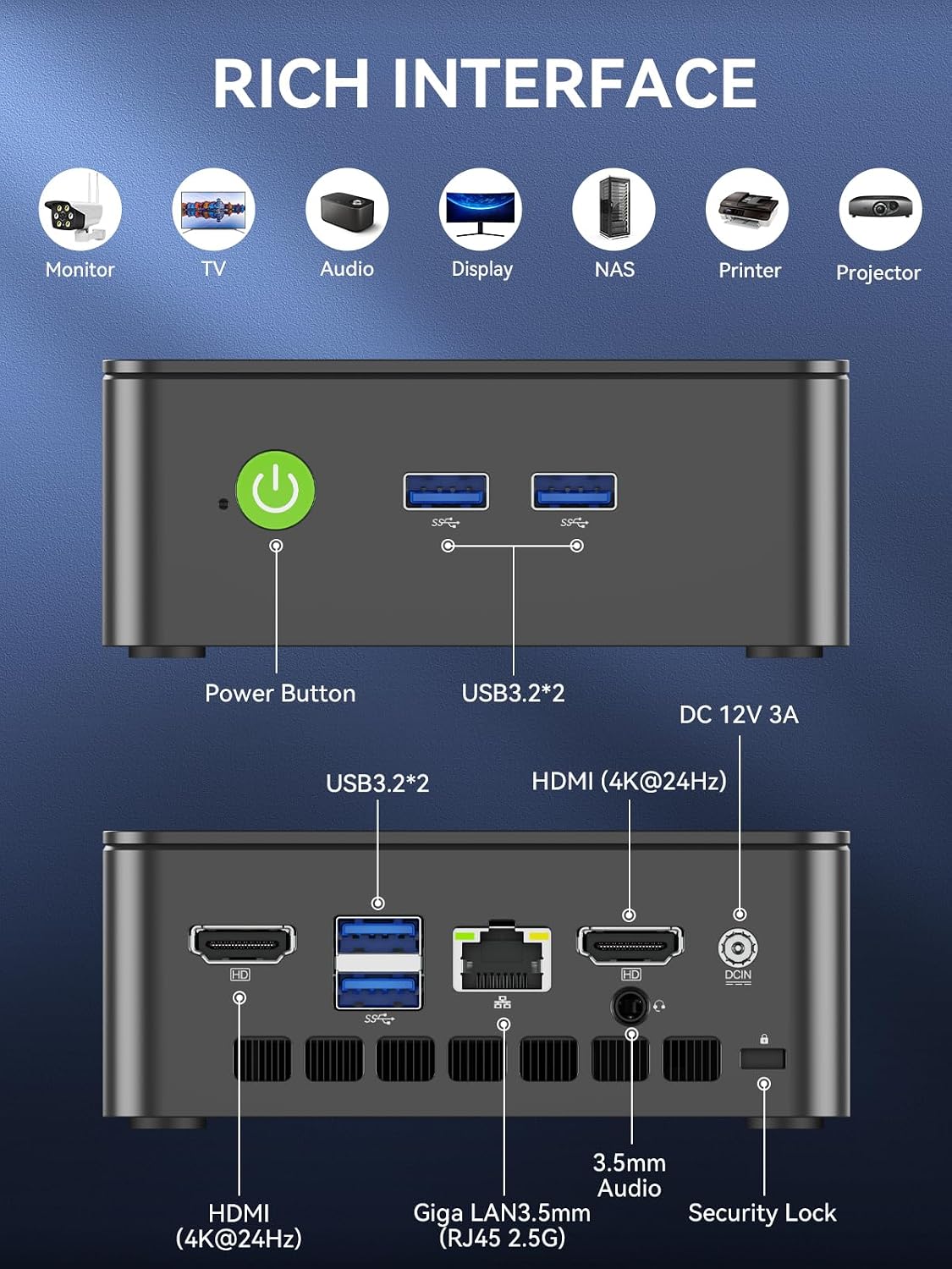 GMKtec Mini PC, G3 PRO Intel Core i3-10110U (Beats 4300U/N150), 16GB DDR4 RAM (Dual Channel) 512GB Storage Drive, Desktop Computer 4K Dual HDMI/USB3.2/WiFi 6/BT5.2/2.5GbE for Office, Business