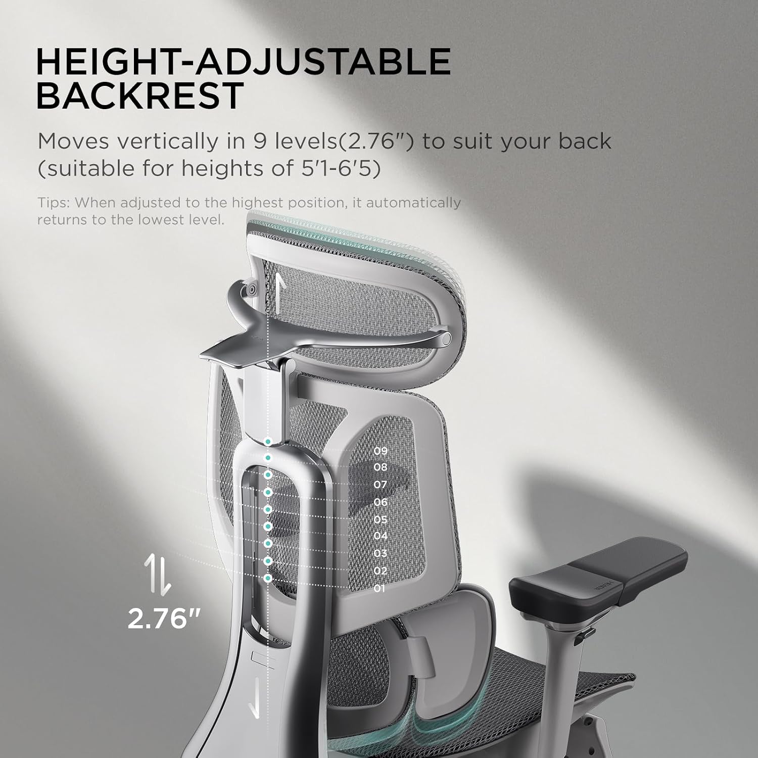 Hbada E3 Pro Ergonomic Office Chair, Big and Tall Office Chair - with 3-Zone Dynamic Lumbar Support, 4D Adjustable Headrest, 6D Adjustable Armrests, Swivel, Grey