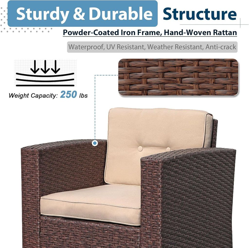 JOIVI 8 Pieces Outdoor Patio Furniture Set with 88 Gallon Storage Box, Rattan Wicker Patio Conversation Set with Coffee Tea Table, Outdoor Sectional Furniture Sofa Set with Cushions, Brown