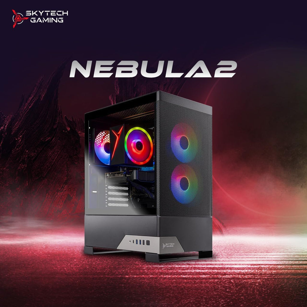 Skytech Gaming Nebula 2 Gaming PC, Intel i5 14400F 2.5GHz, NVIDIA RTX 3050 6GB VRAM, 1TB NVMe SSD, 16GB DDR5 RAM 6000, 650W Gold PSU, WI-FI 5, Windows 11, Desktop