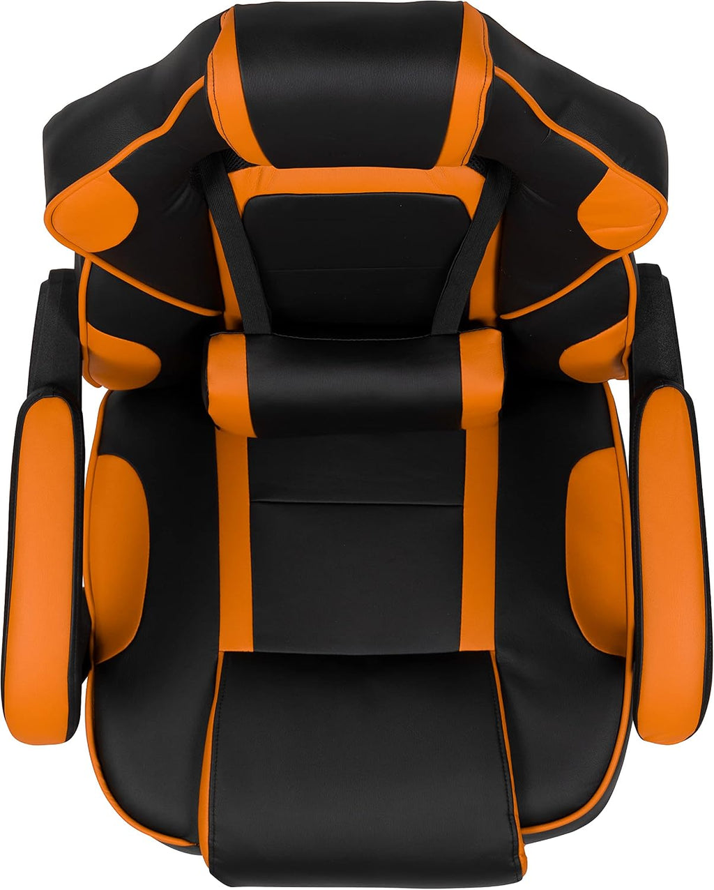 EMMA + OLIVER Black/Orange Ergonomic Gaming Chair -Recline Back/Arms, Footrest, Massaging Lumbar