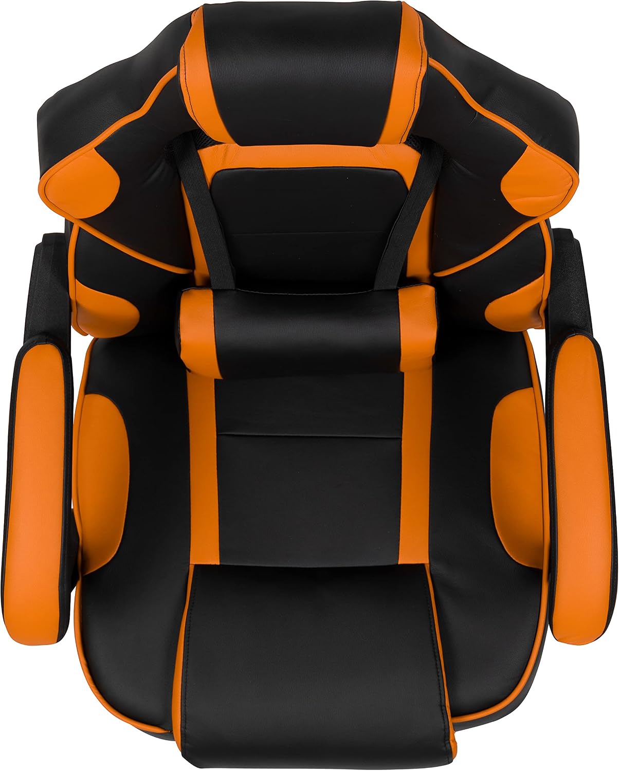 EMMA + OLIVER Black/Orange Ergonomic Gaming Chair -Recline Back/Arms, Footrest, Massaging Lumbar