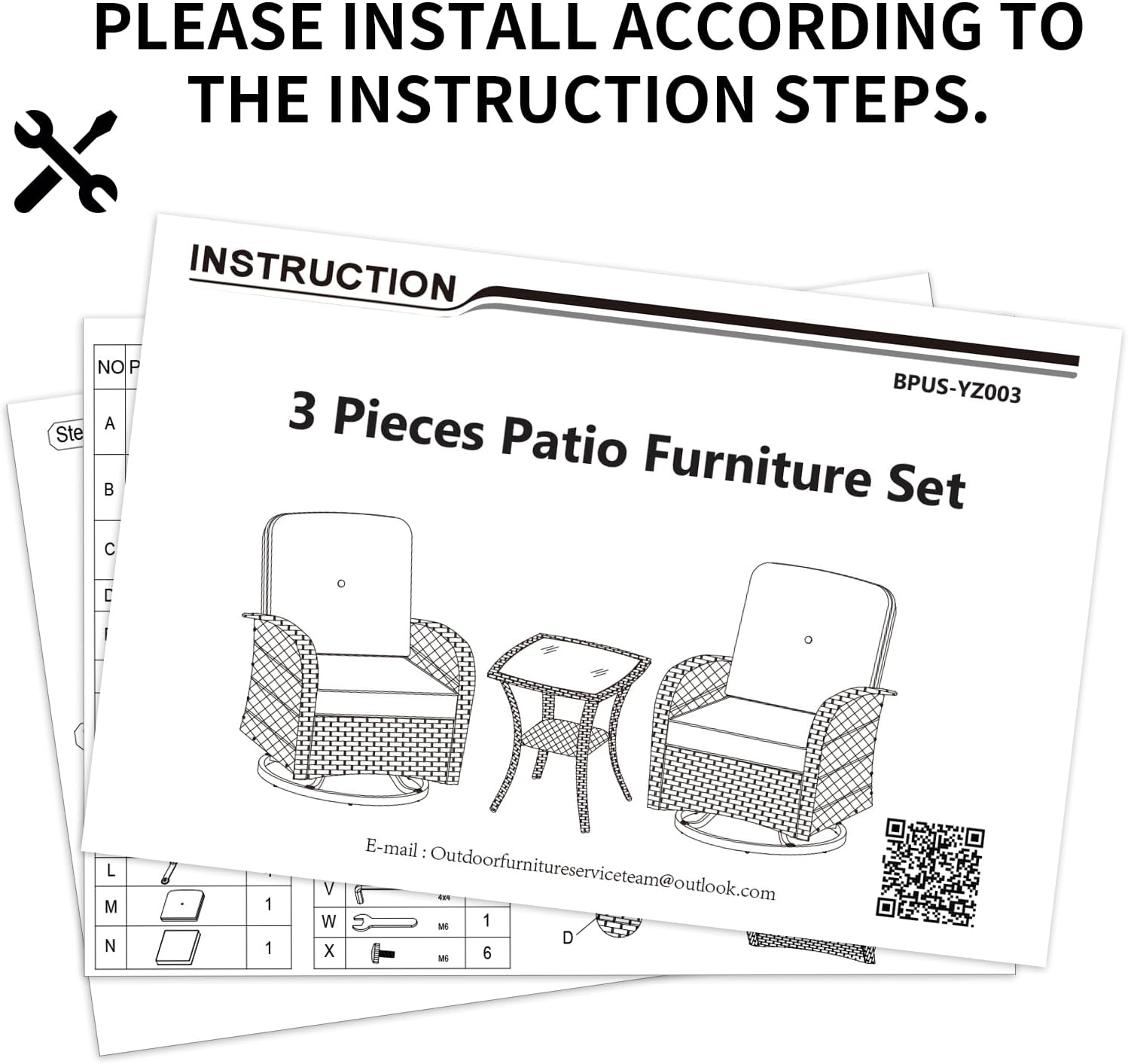 SHGJ&SOFT 3 Piece Patio Furniture Set, 2 Outdoor Swivel Rocking Chairs with Side Table, Wicker Glider Chairs, All-Weather Rattan Bistro Set for Porch, Deck, Pool (Brown, Brown Open-Weave Rattan)