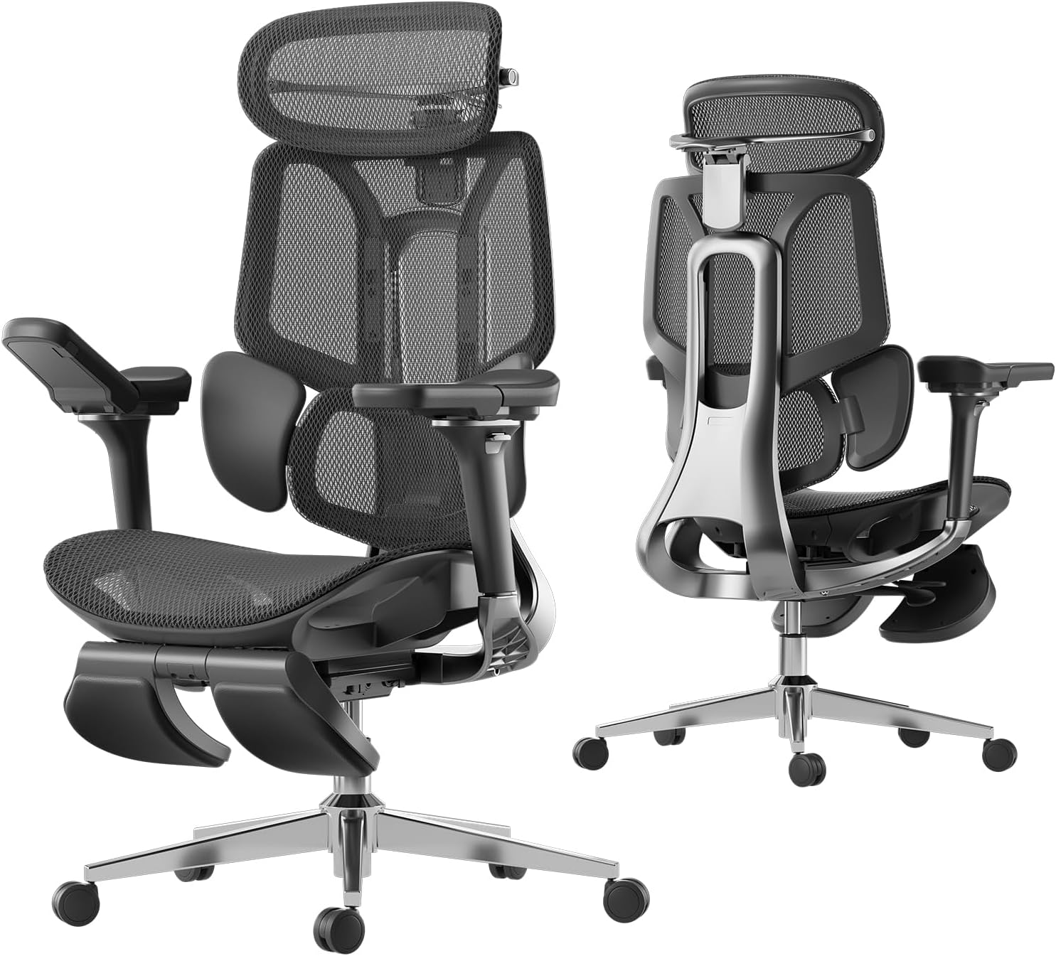 Hbada E3 Pro Ergonomic Office Chair, Big and Tall Office Chair - with 3-Zone Dynamic Lumbar Support, 4D Adjustable Headrest, 6D Adjustable Armrests, Swivel, Black