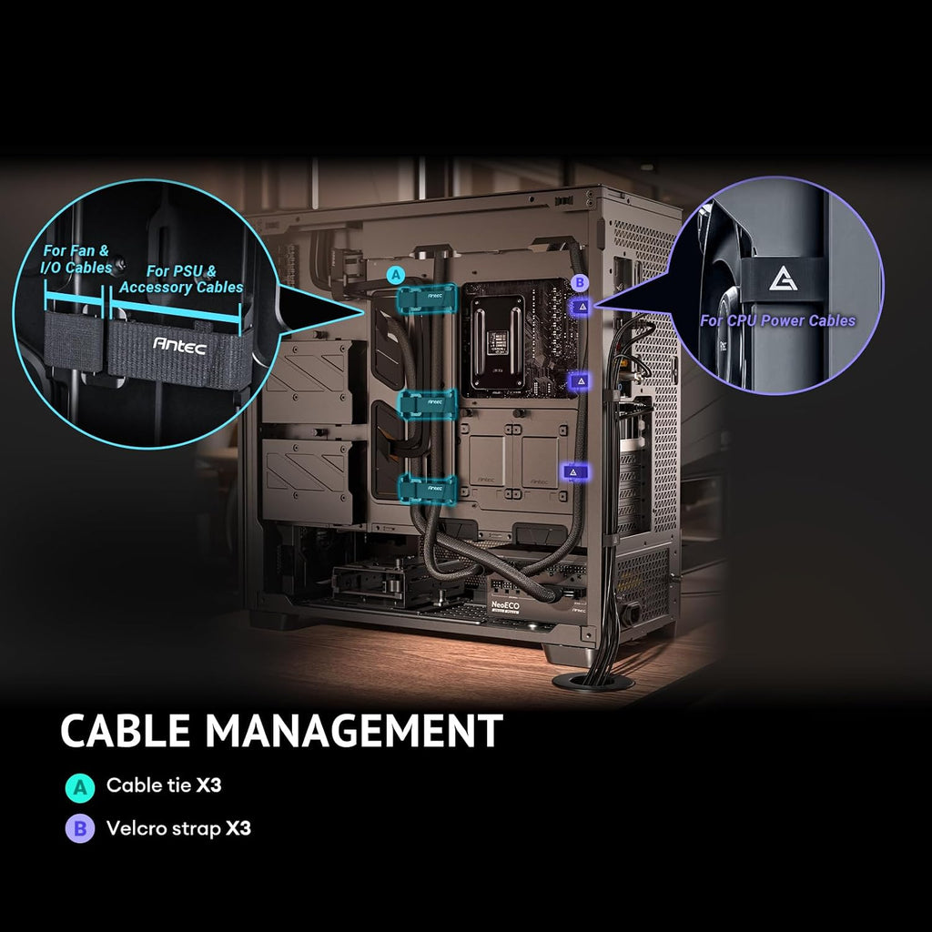 Antec Flux Pro, 6 x PWM Fans Included, High-Airflow Front Panel with Walnut Wood, iShift PSU 90° Mount, USB3.0 x 2, Type-C, 420mm Radiator Support, Temp. Display, Full-Tower E-ATX PC Case
