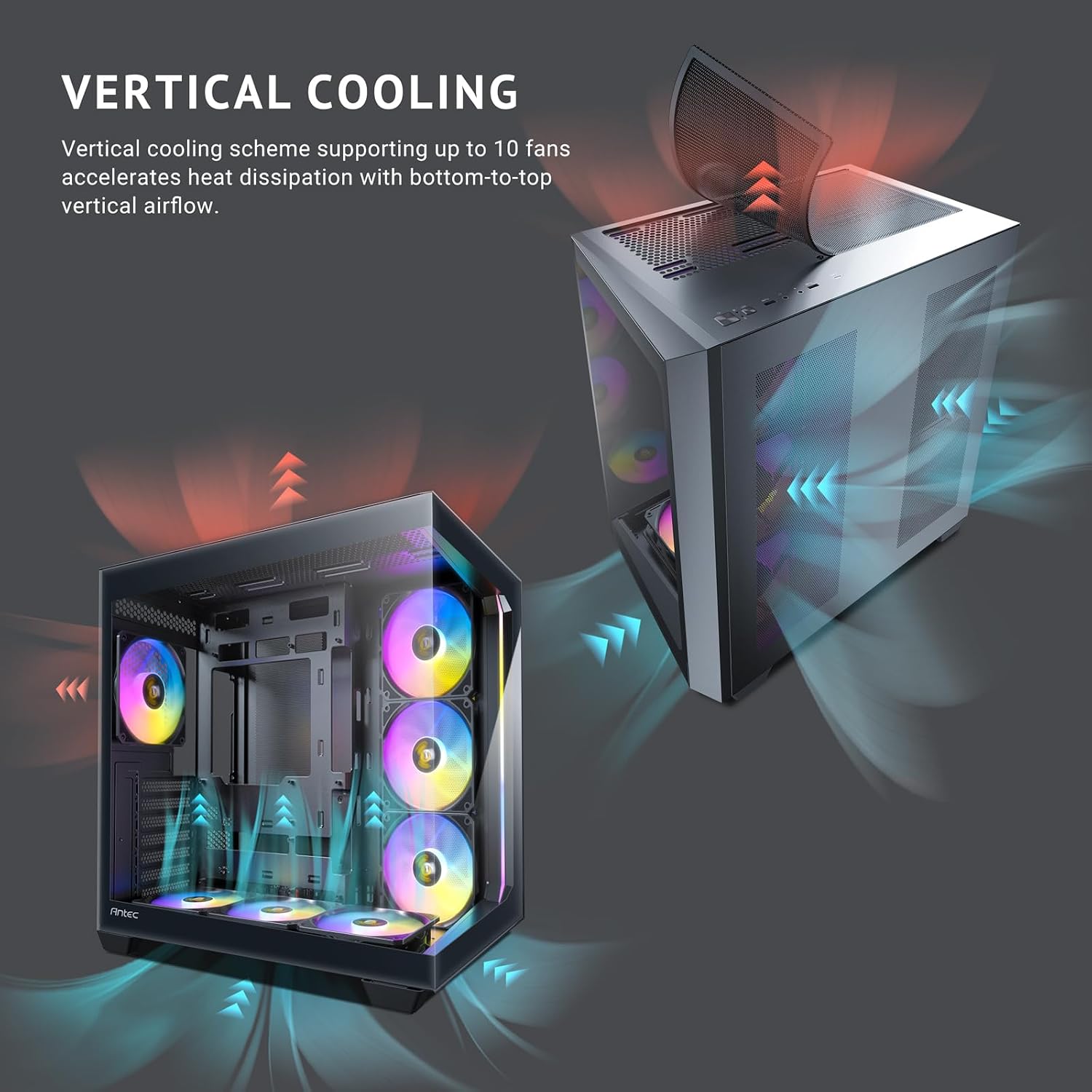 Antec C5 ARGB, Mid-Tower ATX PC Case, Seamless Tempered Glass Front & Side Panels, 7×120mm ARGB PWM Fans Included, Supports Up to 10 Fans, 360mm Radiator Support, Type-C 3.2 Gen 2