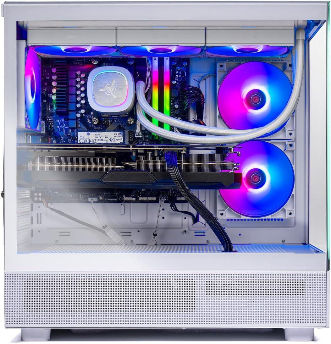 Skytech Gaming Azure 3 Desktop PC, Ryzen 7 9800X3D 4.7 GHz (5.2 GHz Turbo), NVIDIA RTX 5060 Ti 16GB, 1TB Gen4 NVMe SSD, 32GB DDR5 RAM 6000 RGB, 850W Gold ATX 3 PSU, 360mm ARGB AIO, Wi-Fi, Win 11