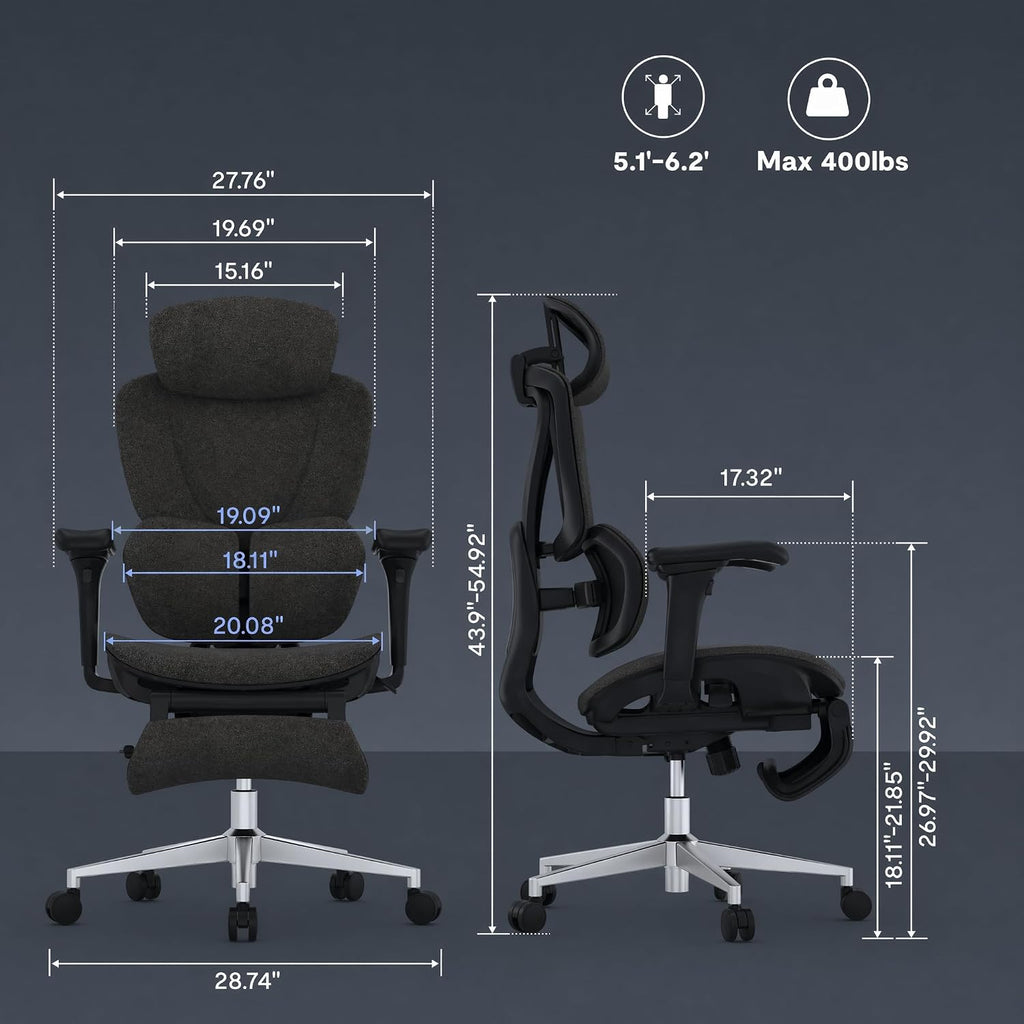 FLEXISPOT Sentinel Ergonomic Gaming Chair with Dual-Wing Adaptive Lumbar, 3D Armrests, 3-Position Recline up to 120°, Height-Adjustable Backrest, Premium Mesh Computer Desk Chair for Home & Office