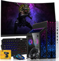 HP G3 Gaming Desktop PC Bundle with Core i7 32GB RAM 1TB SSD 27 inch Curved Monitor RTX 3060 Graphics RGB Keyboard with AI-Enabled Copilot Key Mouse Headphones Webcam Windows 11(Renewed)