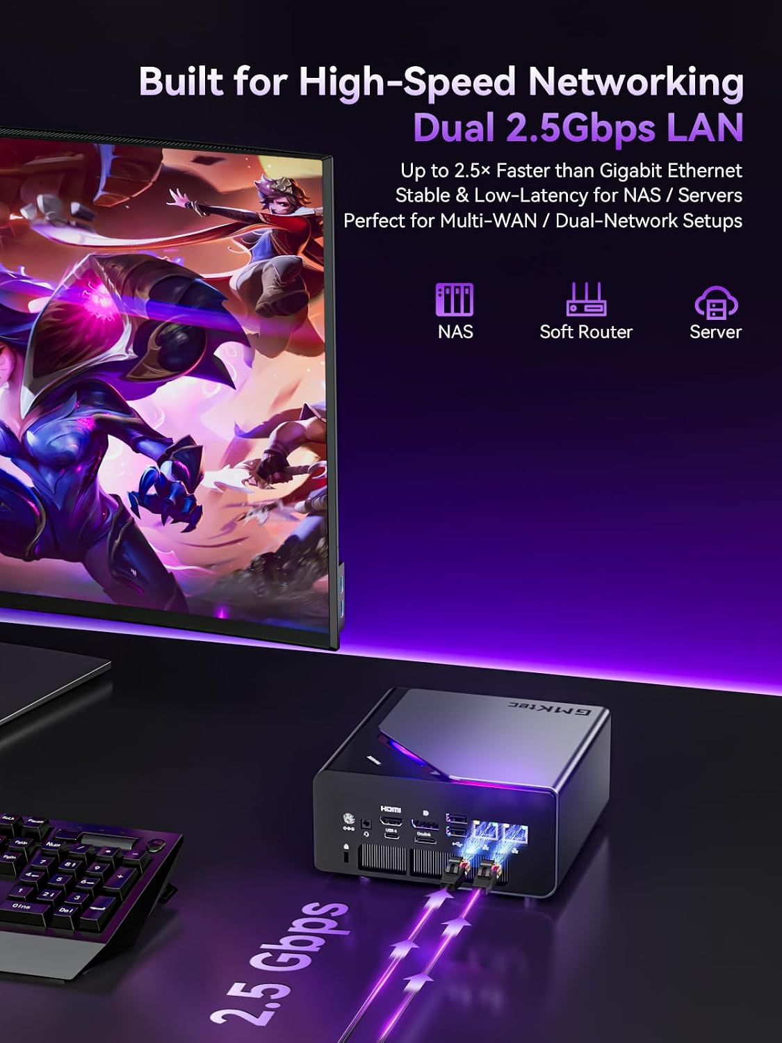 GMKtec K15 AI Mini PC Oculink Intel Ultra 5 125U 32GB DDR5 512GB SSD, Desktop Computer AI Boost, 3X M.2 2280 Storage Expansion, Dual NIC 2.5GbE, HDMI 2.1, USB4