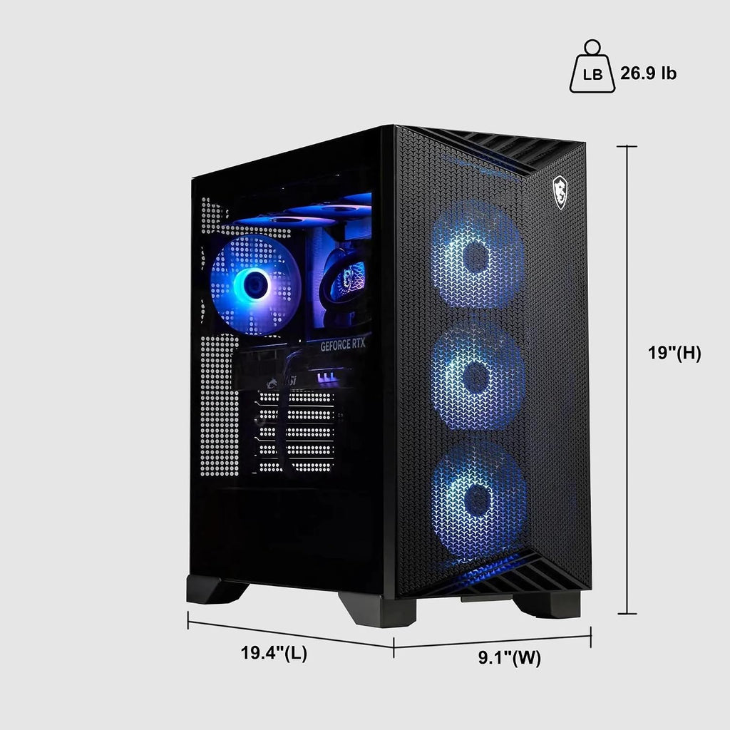 msi Aegis R2 14th Gaming Desktop Intel 10-core i5-14400F 32GB RAM 2TB SSD GeForce RTX 5050 (Up to 421 Tops) ARGB Fan Air Cooling WiFi6E 80+ Gold PSU DisplayPort Win11 ICP Hub