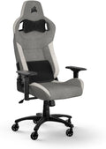 Corsair T3 Rush Fabric Gaming Chair (2023) – Racing-Inspired Design – Soft Fabric Exterior – Padded Neck Cushion – Memory Foam Lumbar Support – Adjustable Seat Height – Gray and White