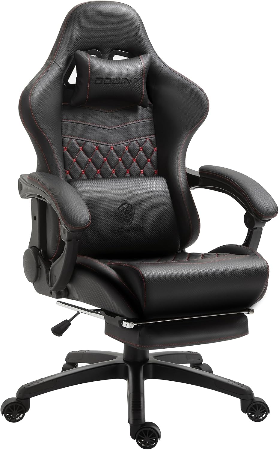 Dowinx Gaming Chair Big and Tall, Ergonomic PC Gaming Chair with Footrest & Massage, Racing Style Reclining Computer Chair for Adults, 400LBS Capacity - Heavy Duty Gamer Chair (Black)