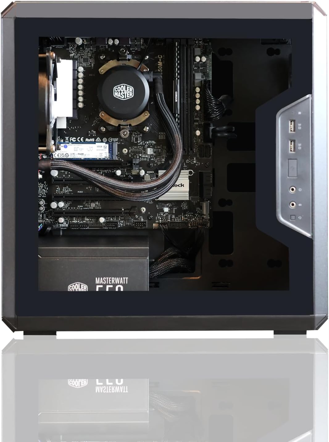Q-Box Series Gaming PC - 4.2 GHz Max Boost AMD Ryzen 5 5500 6-Core 16-Thread CPU, RTX 3050 6GB Graphics Card, Liquid Cooler, 16GB DDR4 3200, 500SSD Windows 11 AC WiFi…