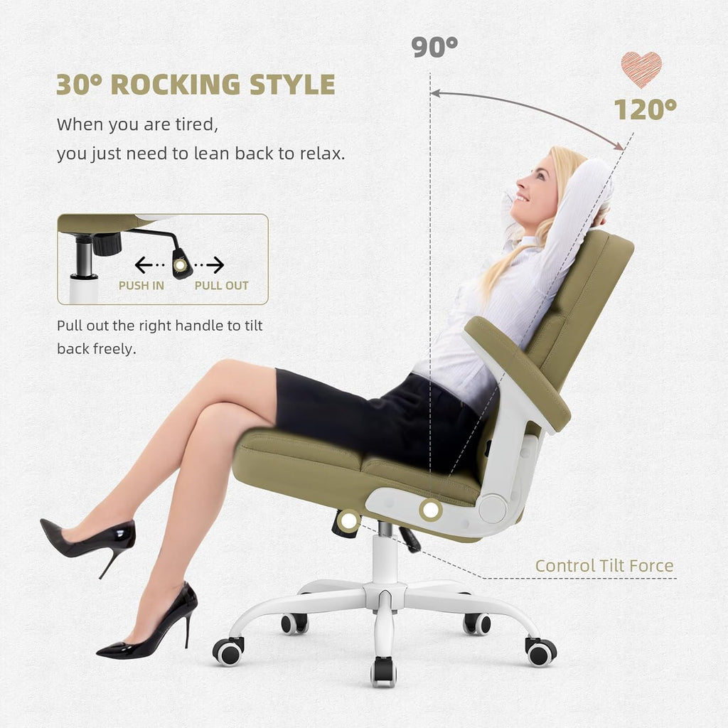 SEATZONE Home Office Chair Ergonomic Desk Executive Chair Computer Task Chair, Rolling Swivel Chair with Arms,Green