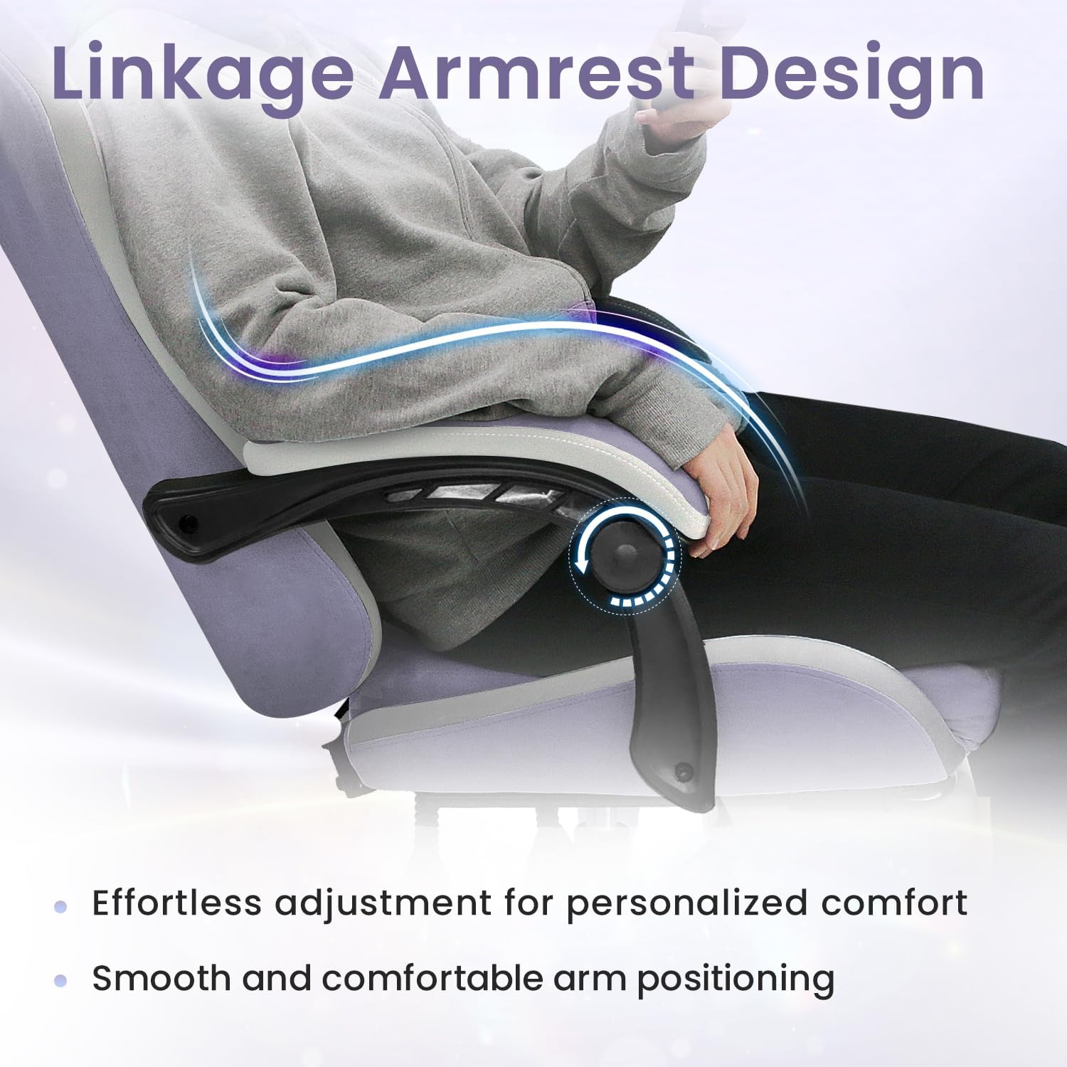 N-GEN GAMING Video Gaming Chair Office Computer Desk Use Ergonomic Reclining Backrest Adjustable Armrests Lumbar Support Footrest High Density Foam Breathable Fabric Heavy Duty Base (Purple)