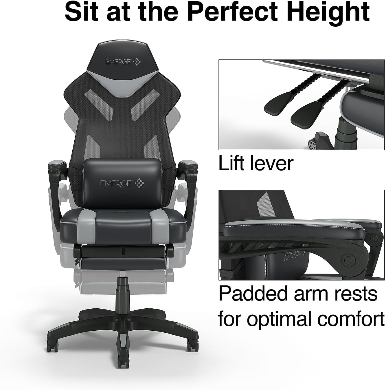 Staples Emerge Vomax Gaming Chair, Ergonomic, Adjustable Height, Swivel, Black