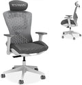 RESPAWN SPIRE Ergonomic Office Chair with Lumbar Support, Headrest, Adjustable Arms and Cooling Gel Seat Cushion, Comfy Breathable Mesh Seat for Home Office, High Back Reclining Gaming Chair - White