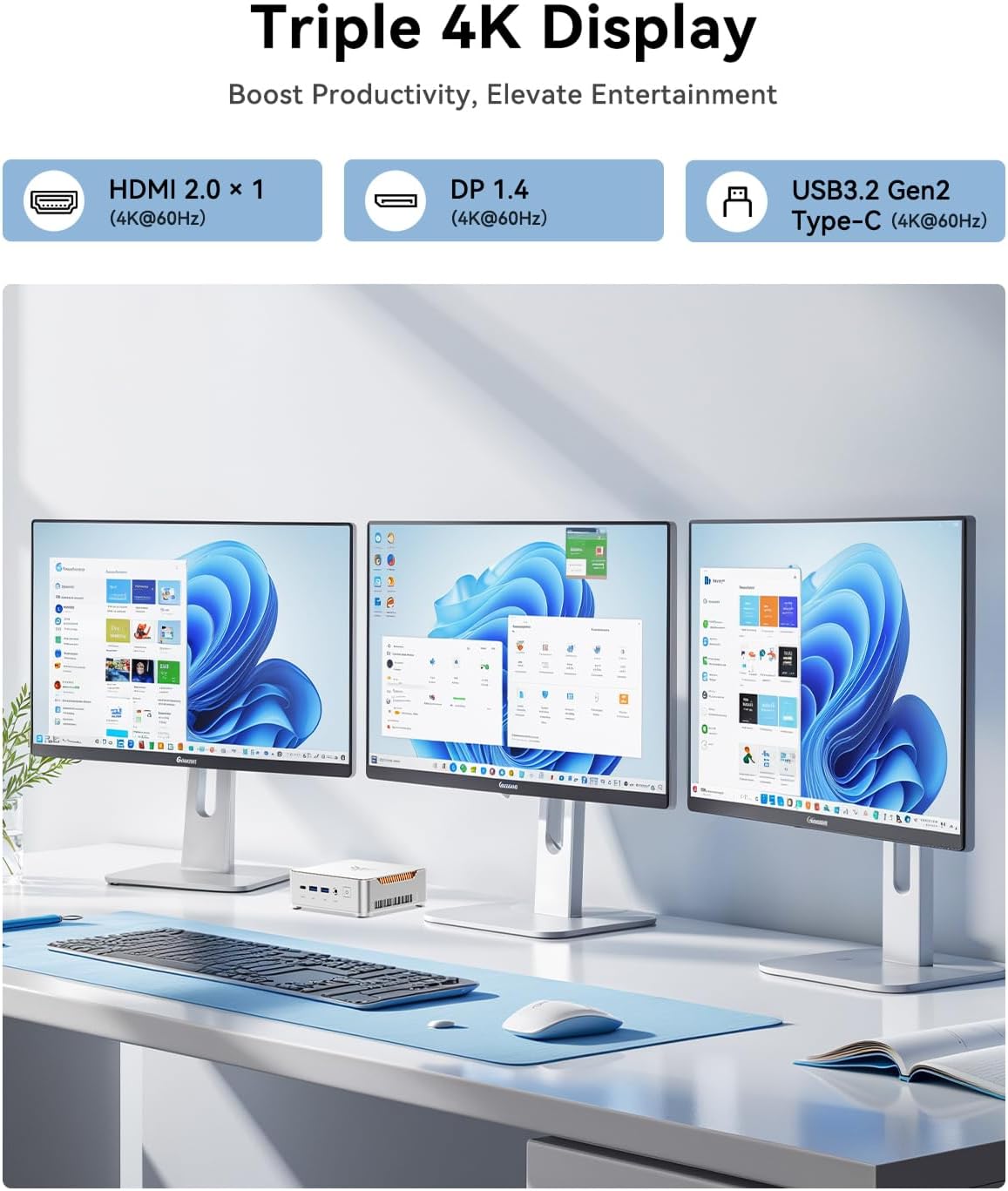 KAMRUI Hyper H2 Mini PC, Intel Core i7 14650HX Mini Computers (16C/24T, up to 5.2GHz), 32GB RAM 1TB PCle4.0 SSD Micro Desktop PC, Triple 4K Display, USB Type-C, WiFi6, BT5.2, Business Office
