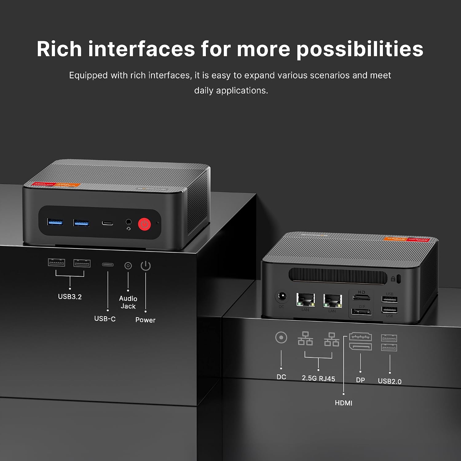 BOSGAME P4 Ultra Mini PC, AMD Ryzen 7 7730U (up to 4.5GHz), 16GB DDR4, 1TB PCIe SSD Mini Desktop Computer, Dual LAN 2.5G & Wi-Fi 6E & BT5.2, 4K Triple Display, for Home, Office, Gaming