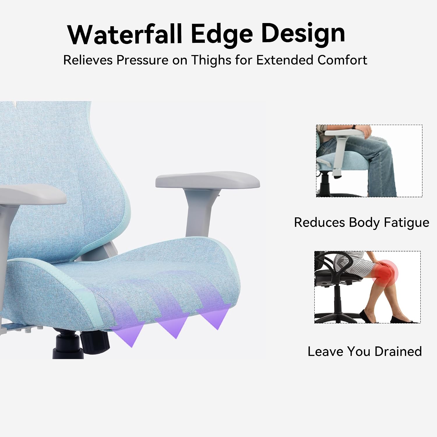 Gaming Chair 4D Adjustable Armrests - 155° Reclining & 320lb Capacity, High Back Ergonomic Computer Chair with Lumbar Support, Fabric Office Chair for Adults (Blue)