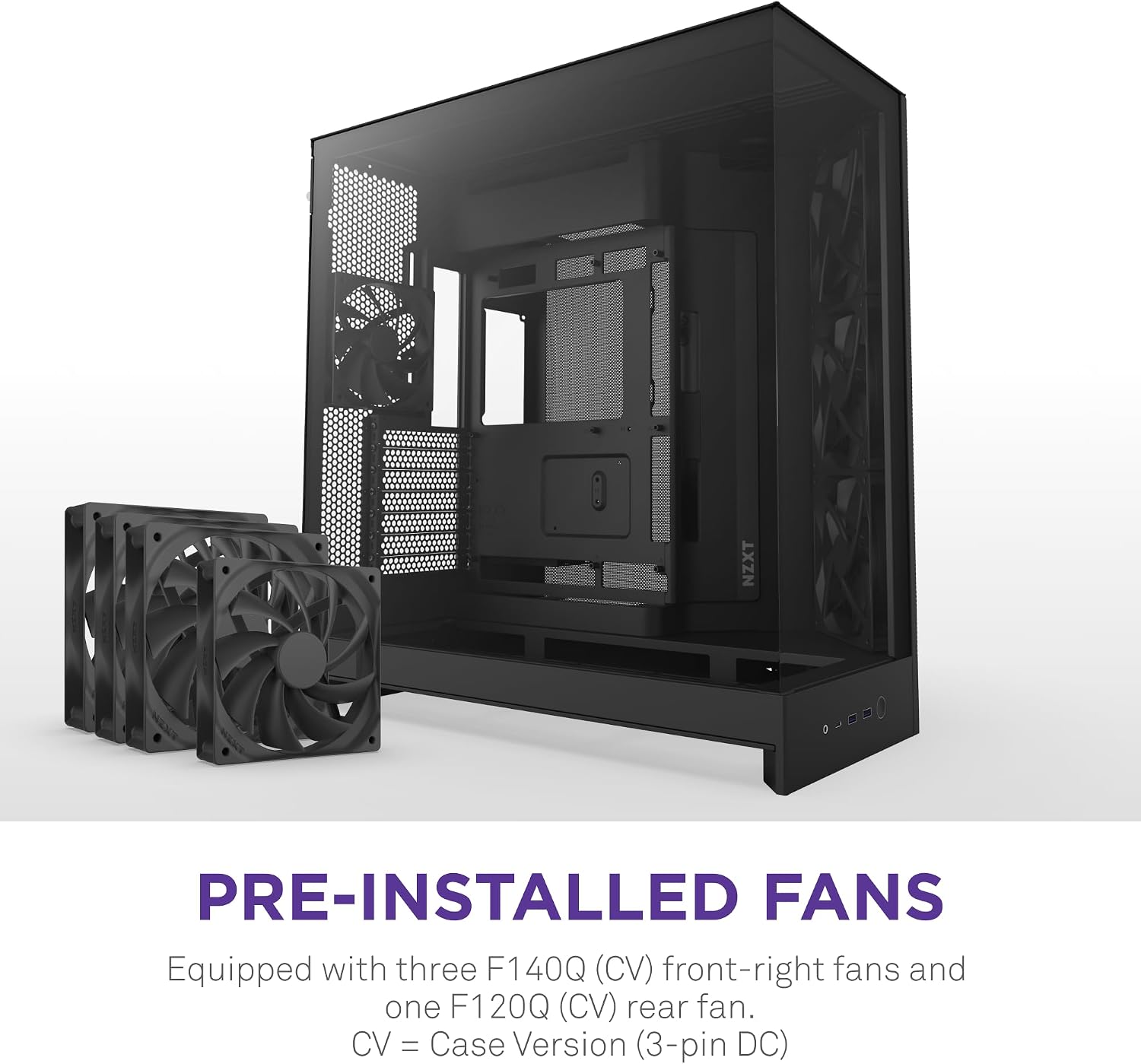NZXT H9 Flow (2025) – Large Dual-Chamber ATX Mid-Tower Airflow PC Case – Includes 3 x 140mm & 1 x 120mm Fans – 420mm Radiator Support – Tempered Glass – Back-Connect Ready – Black
