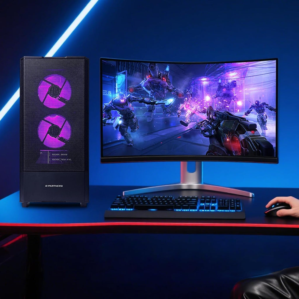 Prebuilt Gaming Desktop PC, AMD Ryzen 5 5500, GeForce RTX 3050 6GB, 16GB DDR4 3200MHz RAM, 1TB NVMe SSD, ARGB Air Cooling, Wi-Fi,Tower Computer for Gaming, Streaming, Editing