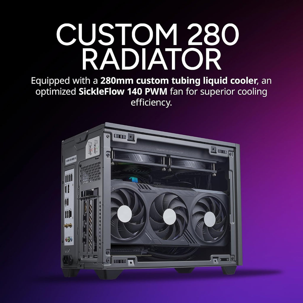 Cooler Master NR2 Pro Gaming PC – AMD RYZEN 7 7800X3D, AMD RX 9070 XT 16GB, 32GB DDR5 6000MHz, 2TB Gen4 M.2, Windows 11, V850 SFX Gold PSU, Compact Mini ITX Desktop PC