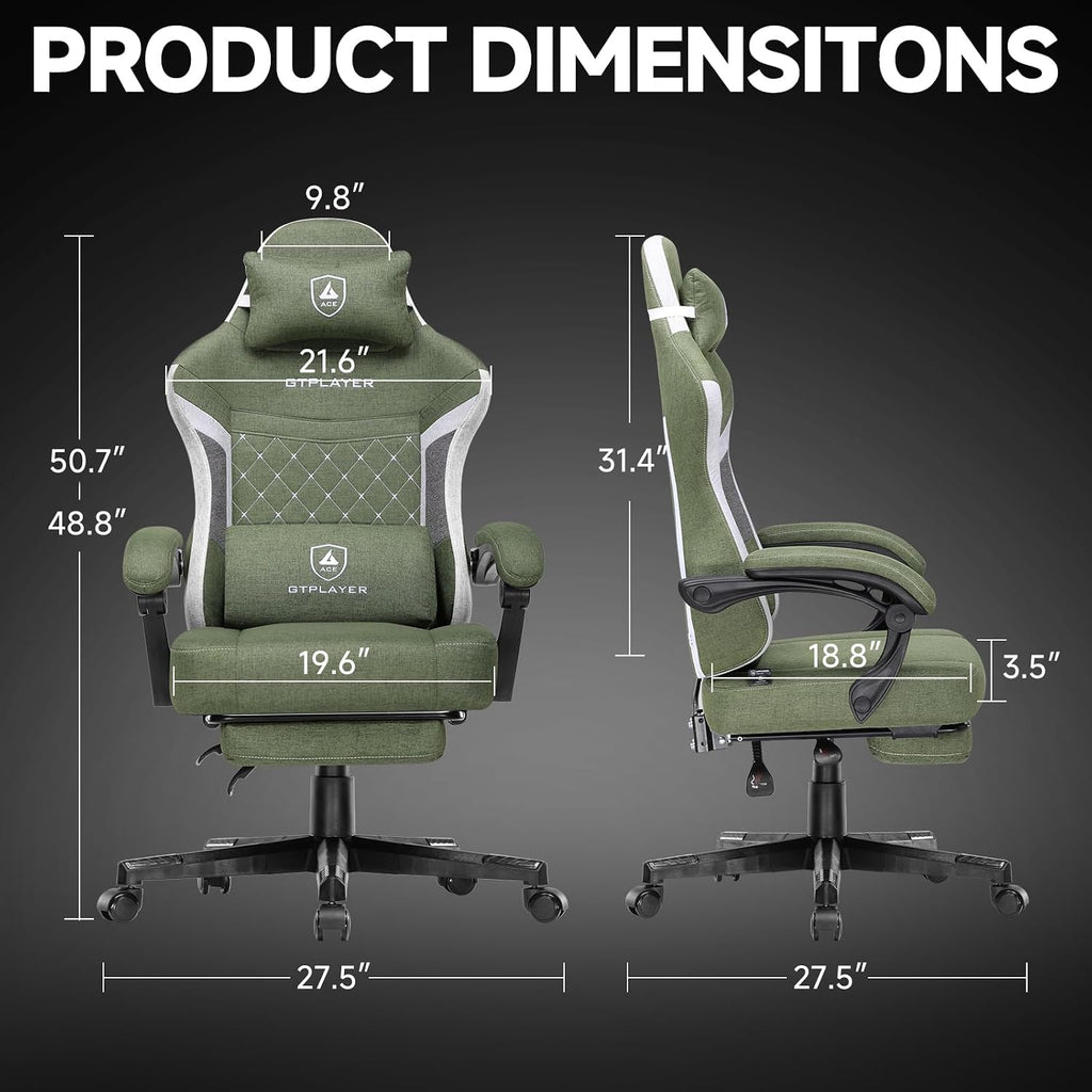 GTPLAYER Gaming Chair, Fabric Computer Office Chair with Pocket Spring Cushion, Ergonomic Office and Gaming, Video Gaming Chair with Linkage Armrests, High Back Desk Chair with Adjustable Recliner