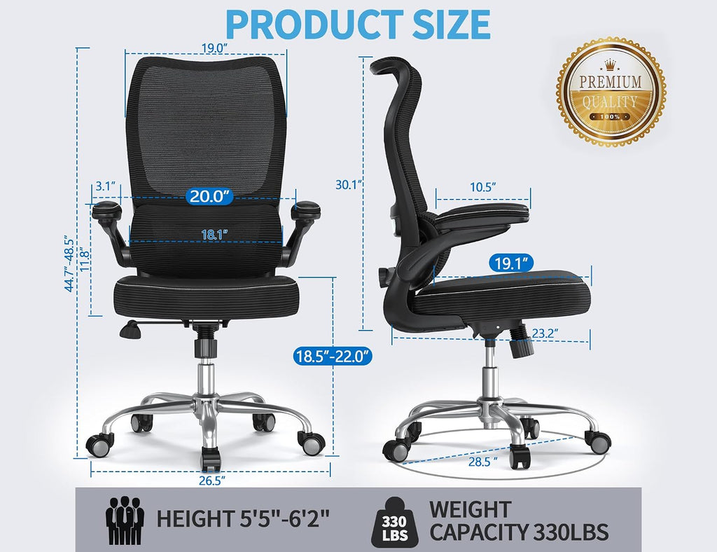 TRALT Ergonomic Office Chair - Desk Chair with Wave High Back Adjustable Lumbar Support Computer Chair - Gaming Chairs Mesh Backrest and PU Leather Seat for Home Reading Chairs (Black Pack of 8)